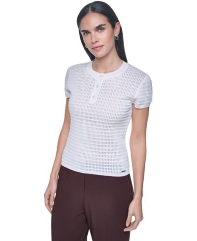 Calvin Klein Женский джемпер с коротким рукавом, круглый вырез