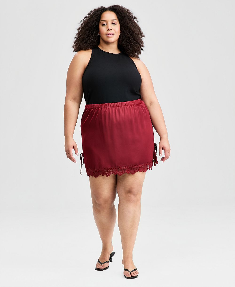 Мини-юбка And Now This Plus Size Satin Lace-Trim