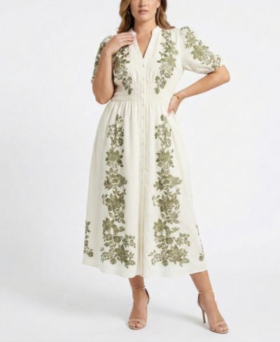 Taylor Plus Size Short-Sleeve V-Neck Maxi Dress