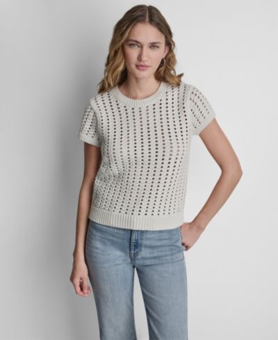 Женский вязаный свитер DKNY Jeans Airy Chunky Pointelle Crewneck с коротким рукавом