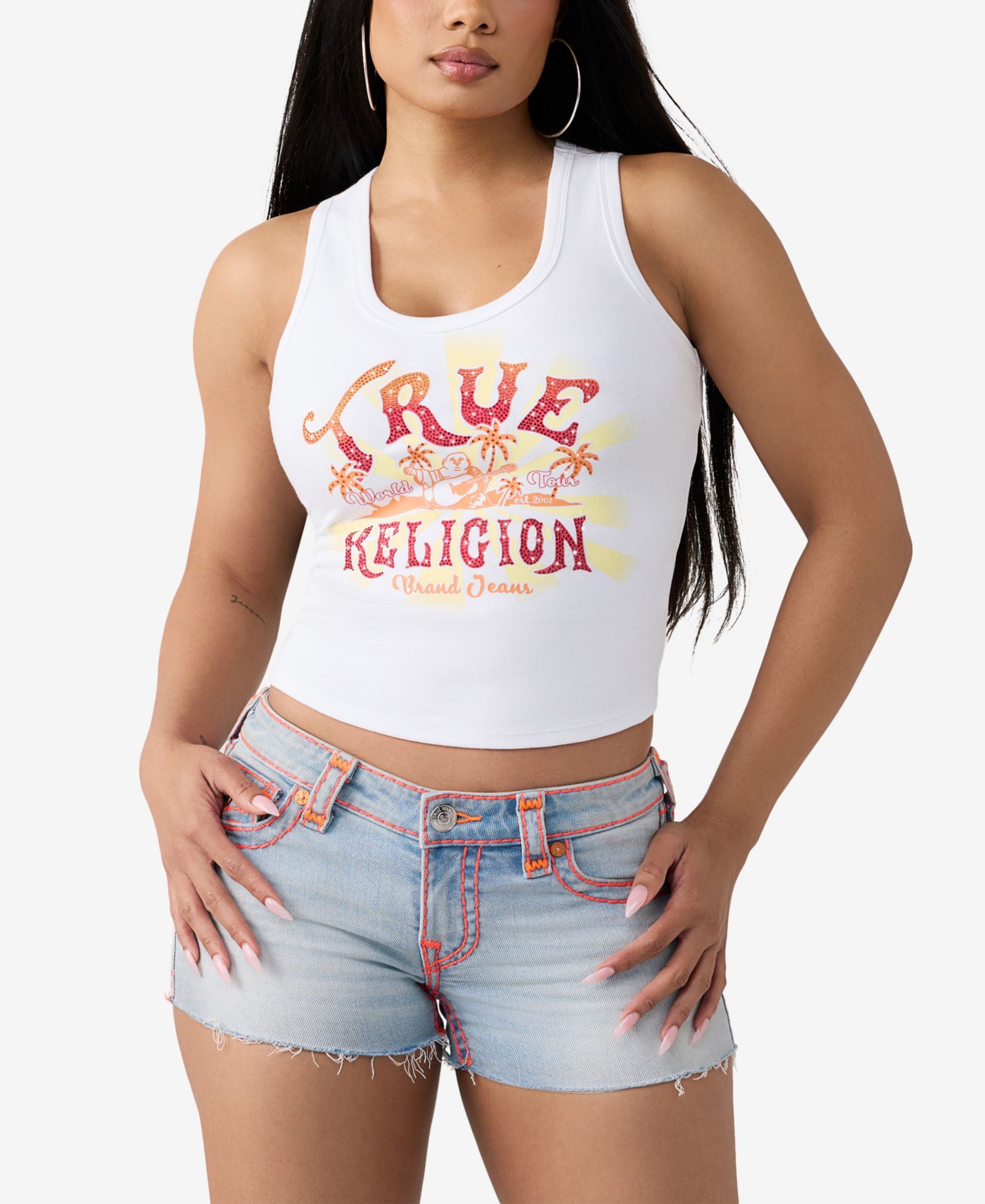 True Religion Женский майка-топ True Religion Crystal Halter Rib Tank Top