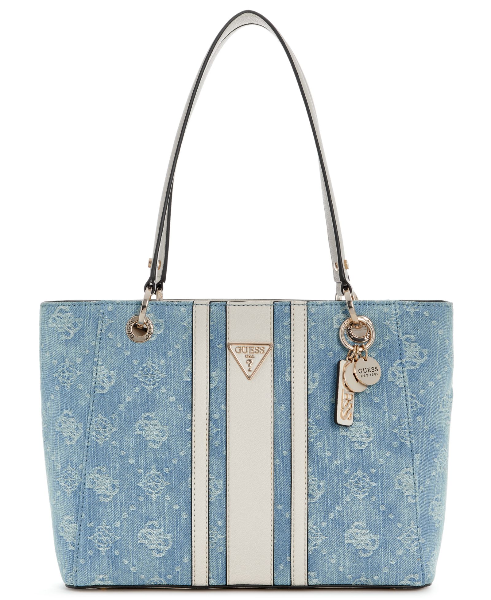 GUESS Noelle II Washed Denim Large Tote Handbag