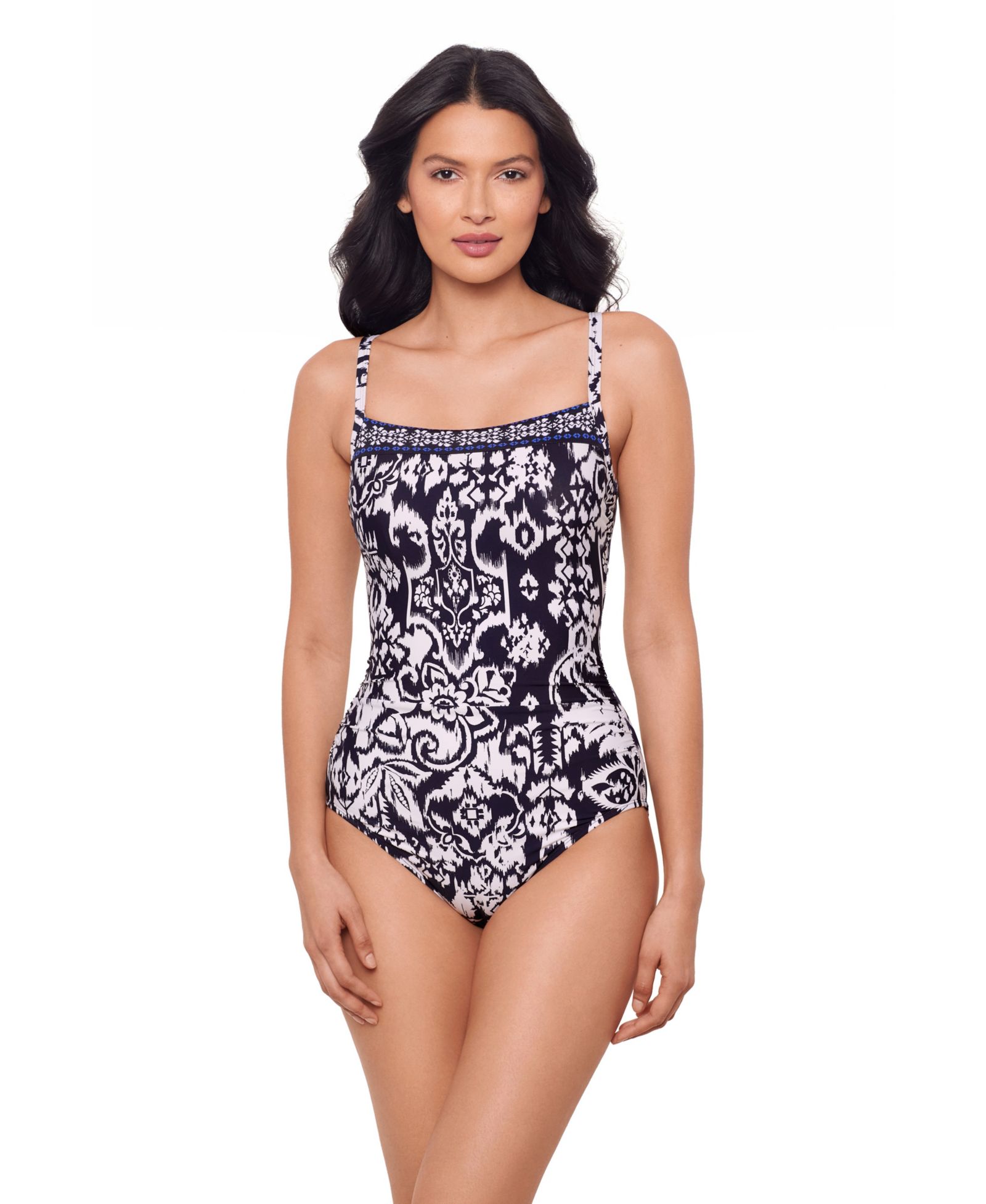 Miraclesuit Women's Printed Square Neck Underwire One-Piece Swimsuit