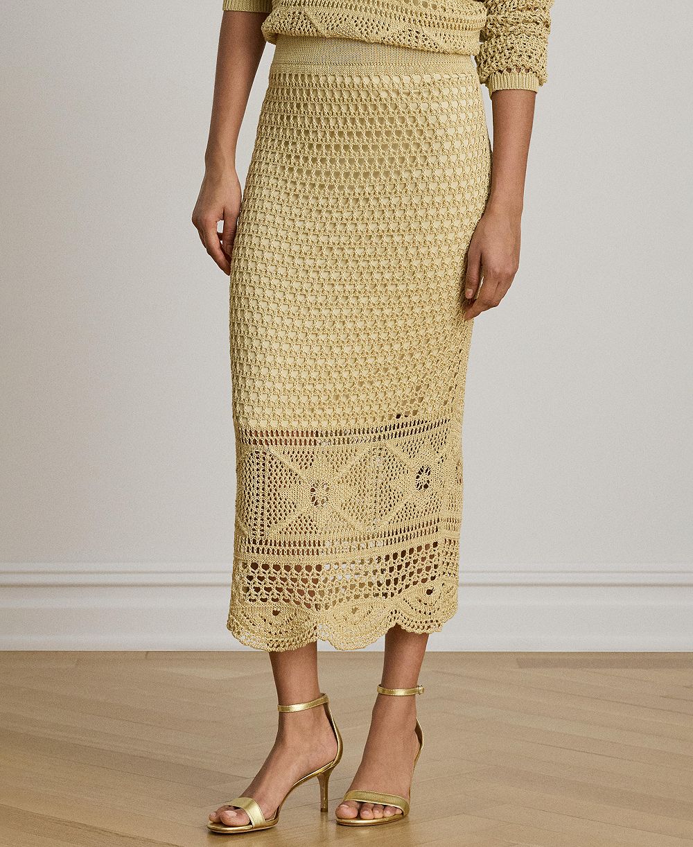 Lauren Ralph Lauren Women's Scallop Hem A-Line Midi Pencil Skirt