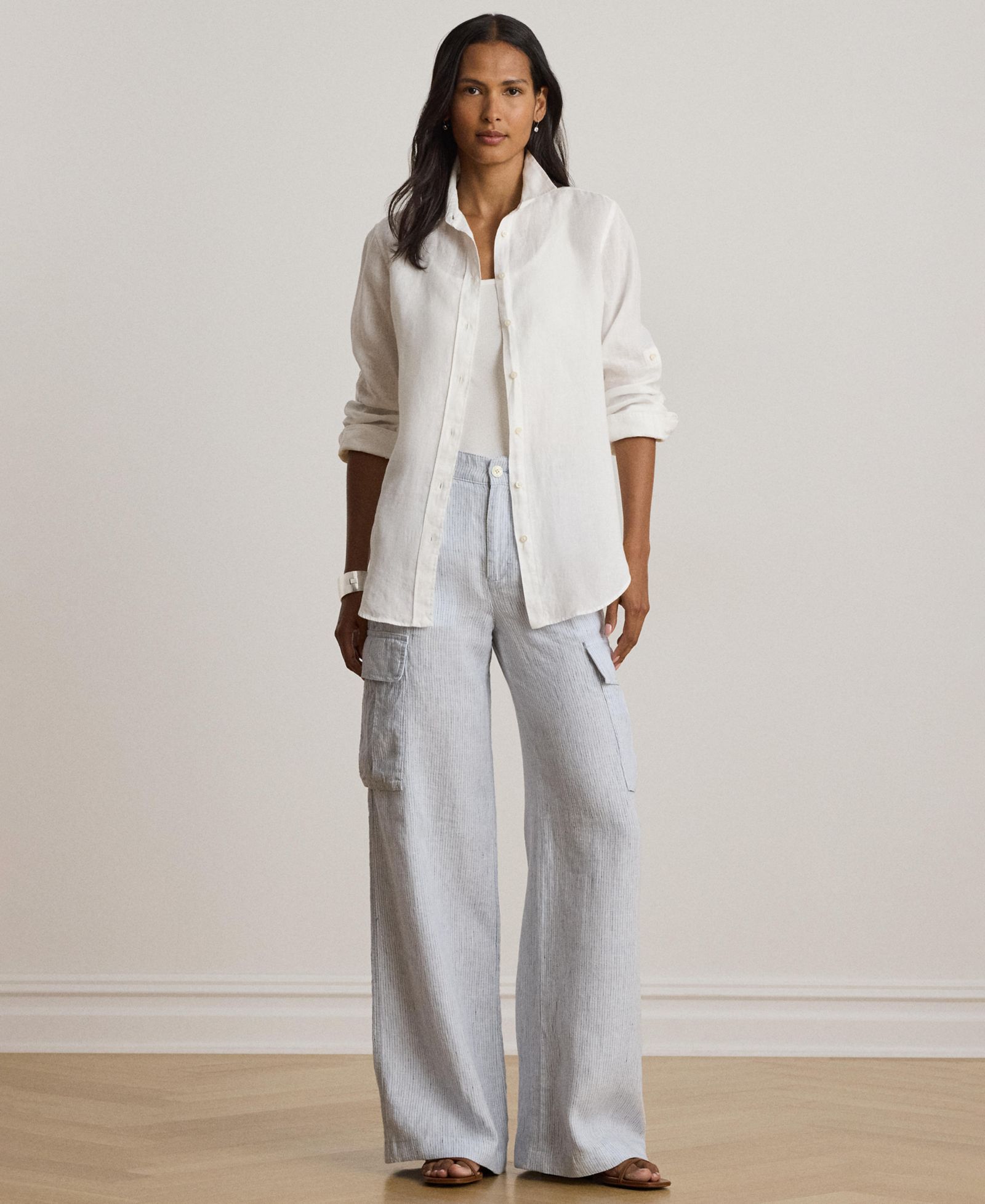 Женские брюки Lauren Ralph Lauren High-Rise Pinstripe Wide-Leg Cargo