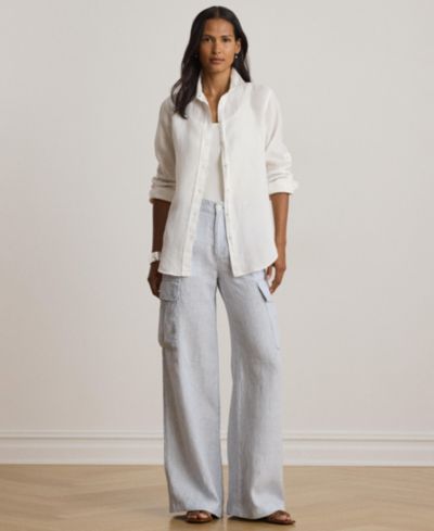 Женские брюки Lauren Ralph Lauren High-Rise Pinstripe Wide-Leg Cargo
