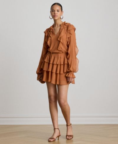 Lauren Ralph Lauren Women's Ruffle-Trim Tiered A-Line Dress
