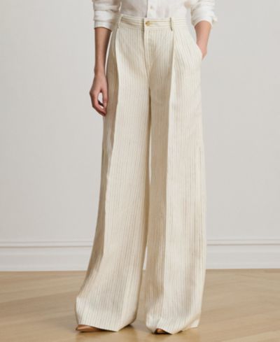 Lauren Ralph Lauren Women's High-Rise Pinstripe Wide-Leg Pants