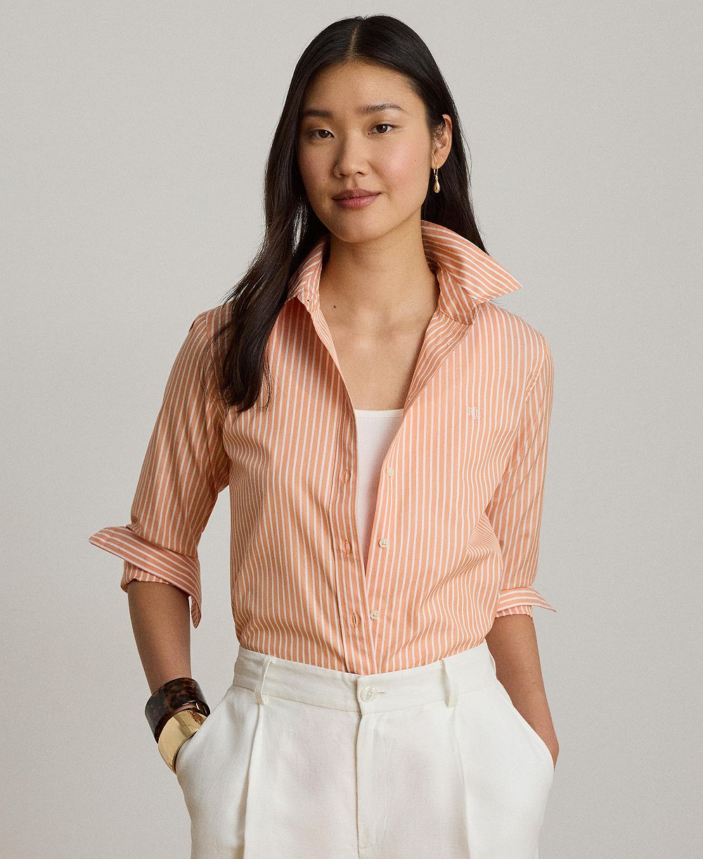 Lauren Ralph Lauren Women’s Classic Fit Striped End-On-End Shirt