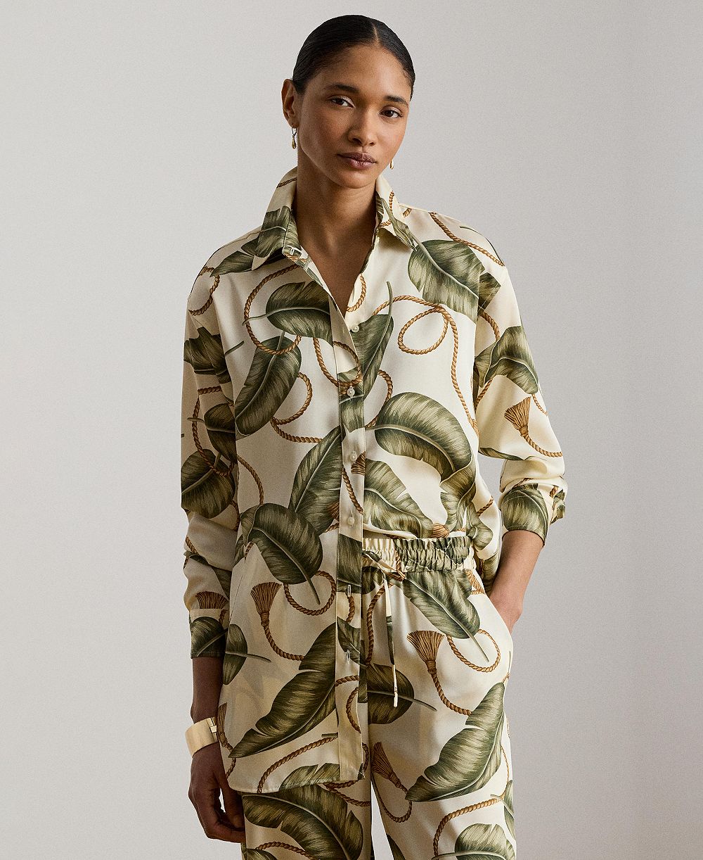 Lauren Ralph Lauren Women's Point Collar Rope-Print Twill Shirt
