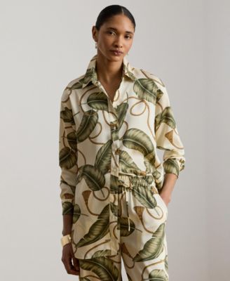Lauren Ralph Lauren Women's Point Collar Rope-Print Twill Shirt