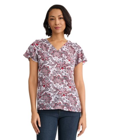 Женский топ Jones New York Petite с V-образным вырезом