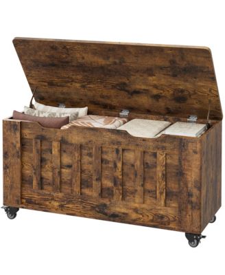 Шкаф для хранения gaomon 39.4" Rolling Wooden Storage Chest and Blanket Bench с защитными петлями