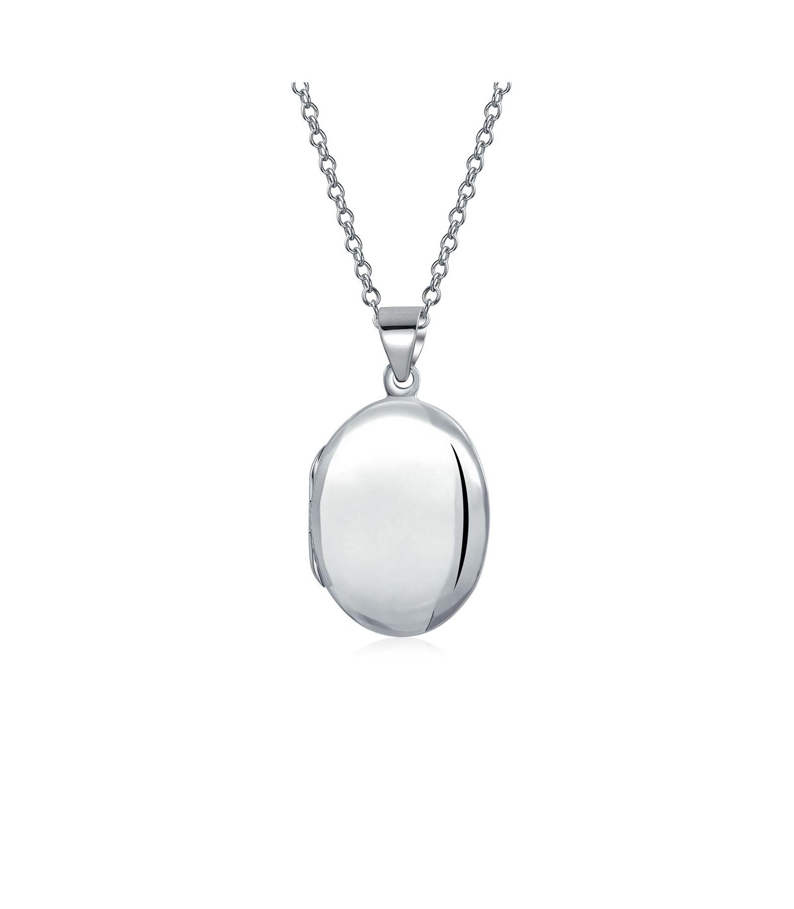 Bling Jewelry Petite Simple Plain Oval Photo Locket .925 Necklace Pendant