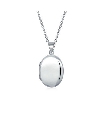 Подвеска Bling Jewelry Petite Simple Plain Oval Photo Locket .925 Necklace Pendant