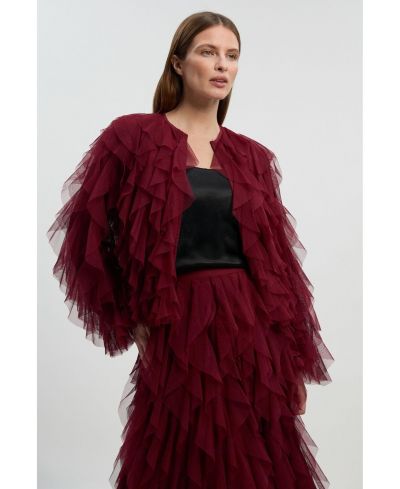 Женская тканевая куртка Karen Millen с воланами из тюля