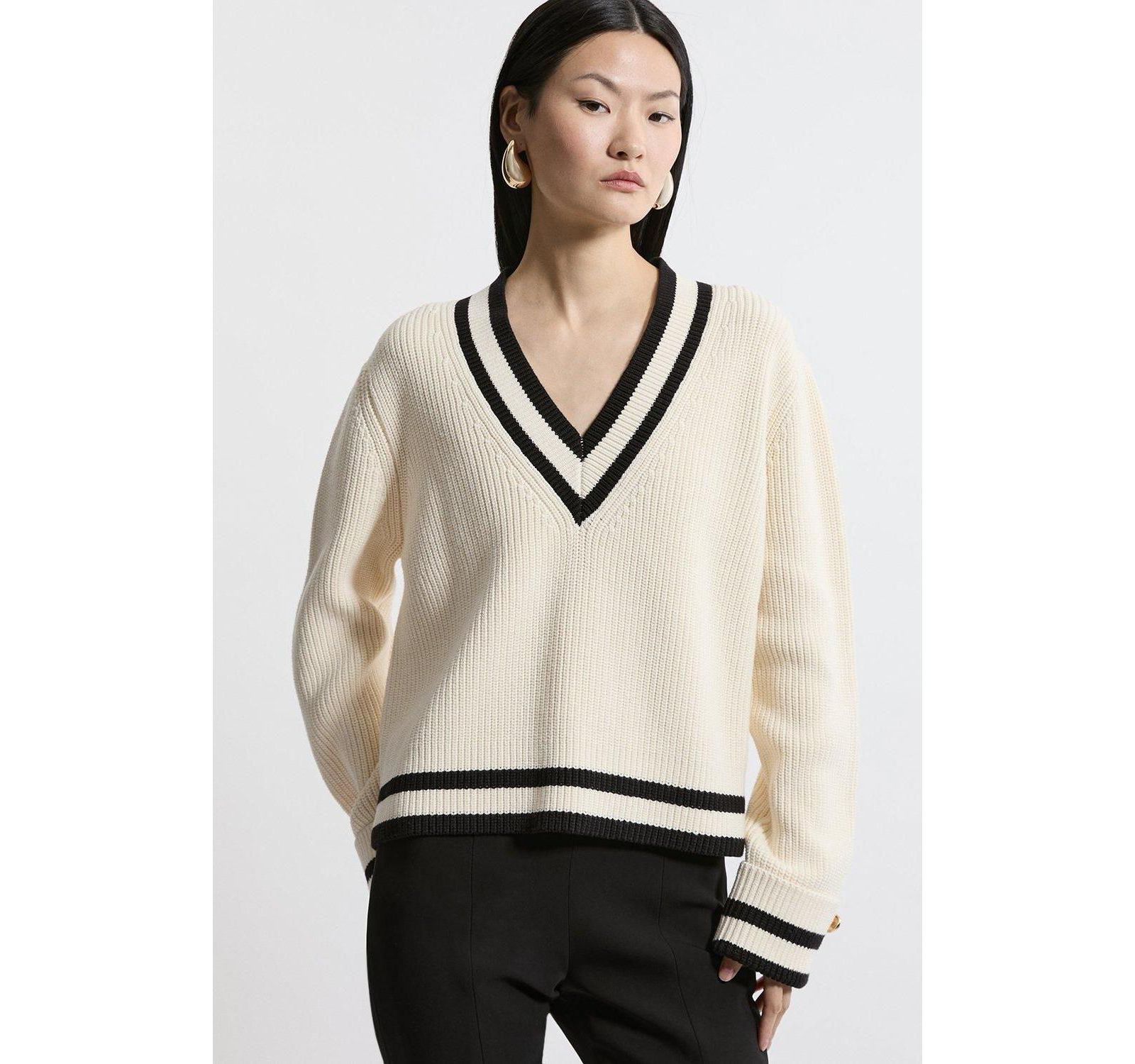 Женская трикотажная блуза Karen Millen Cotton V-Neck Boxy