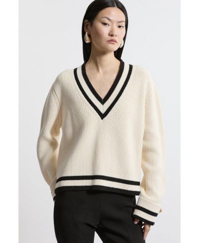 Женская трикотажная блуза Karen Millen Cotton V-Neck Boxy