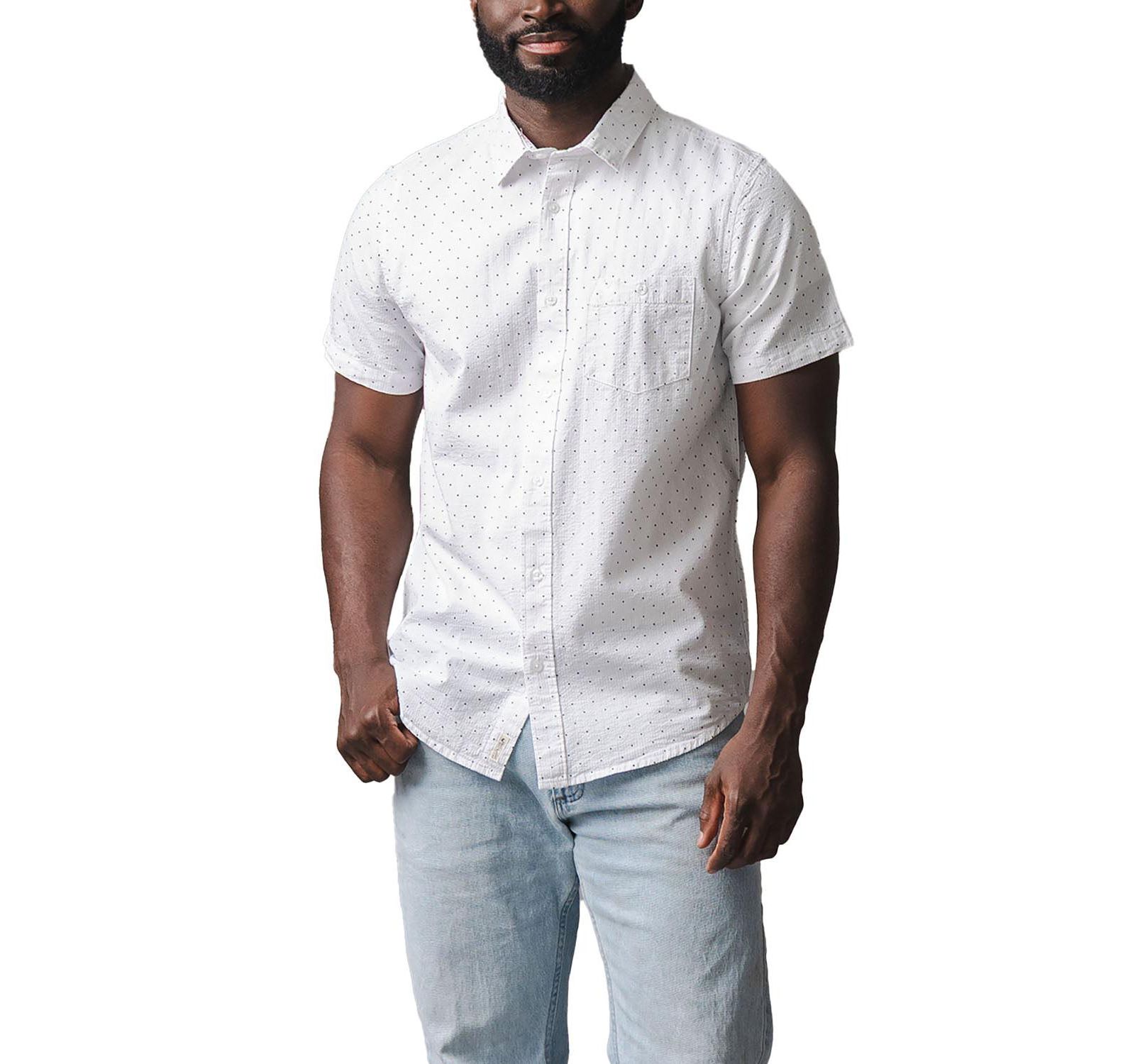 Hope and Henry Men's Organic Short Sleeve Seersucker Shirt