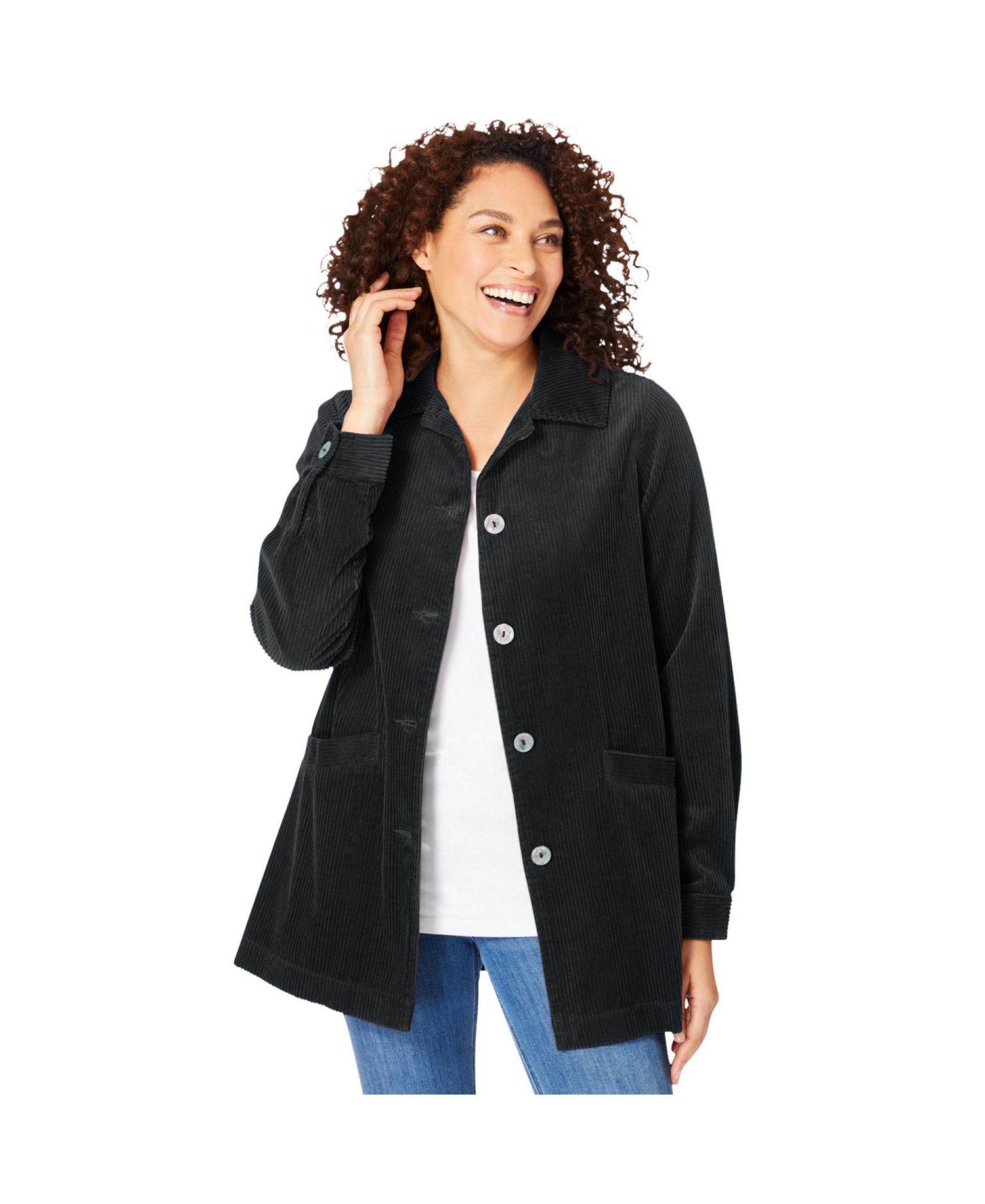 Куртка Woman Within Women's Within Pleat-Back Corduroy Jacket