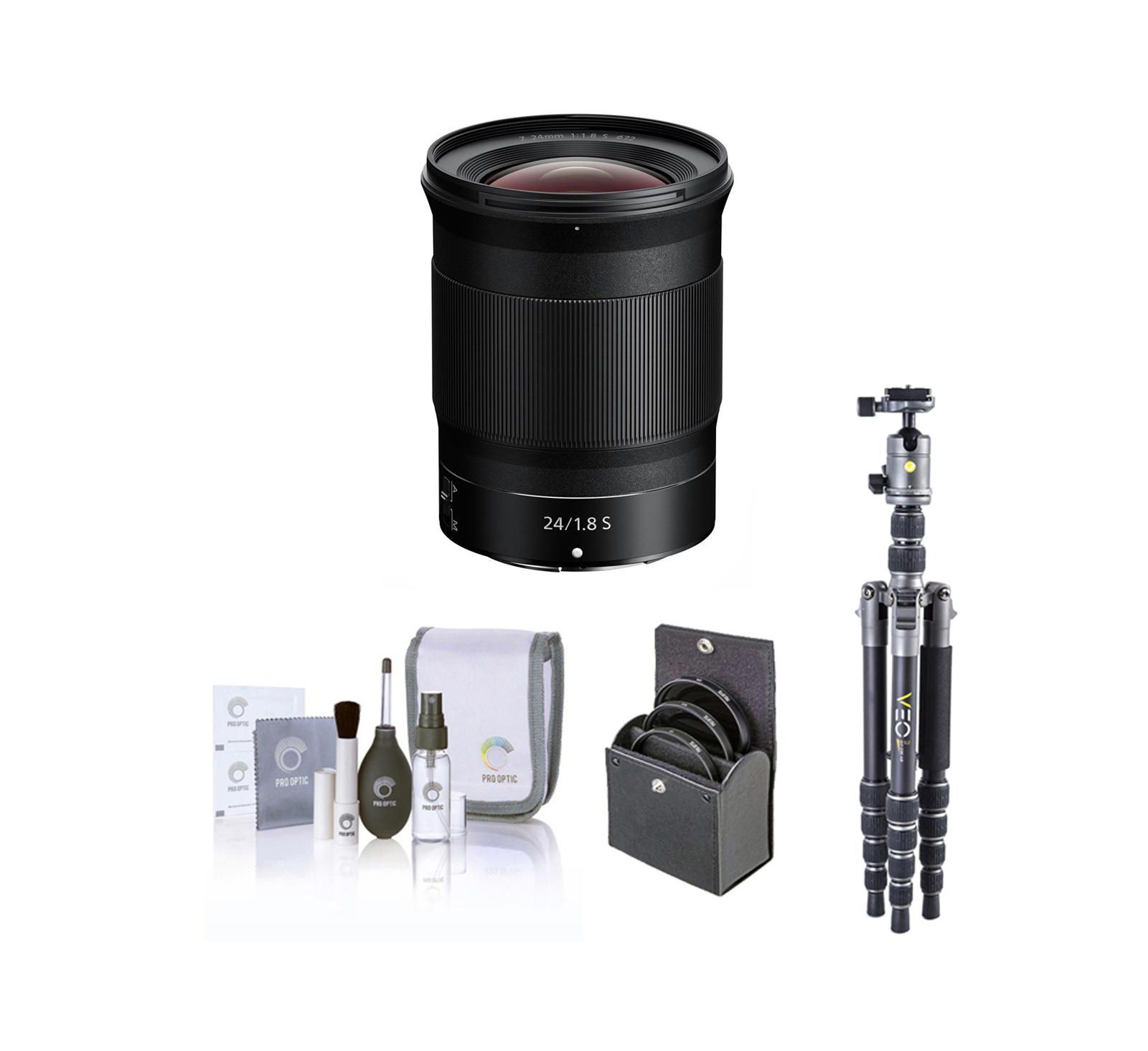 Nikon Nikkor Z 24mm f/1.8 S Wide-Angle Prime Lens with Tripod and Filter Kit