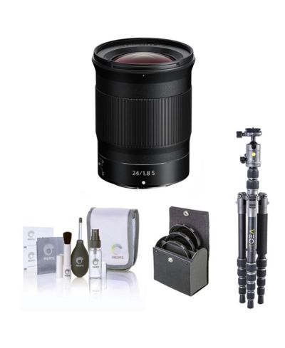 Nikon Nikkor Z 24mm f/1.8 S Wide-Angle Prime Lens with Tripod and Filter Kit