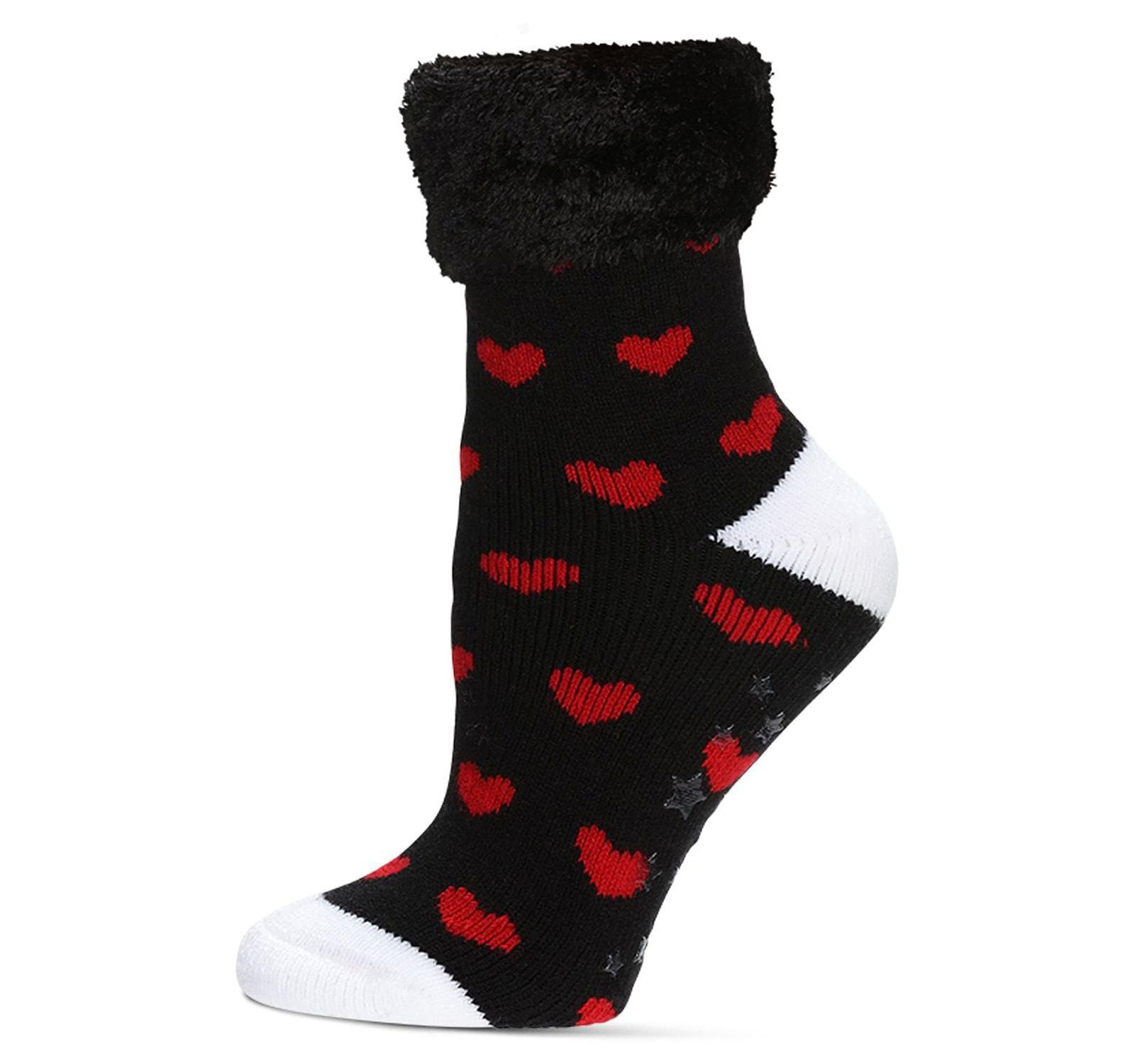 MeMoi Women's Hearts Plush Cabin Socks