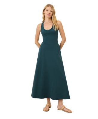 Pact Women's Fit and Flare Open Back Maxi Dress Made with Organic Cotton