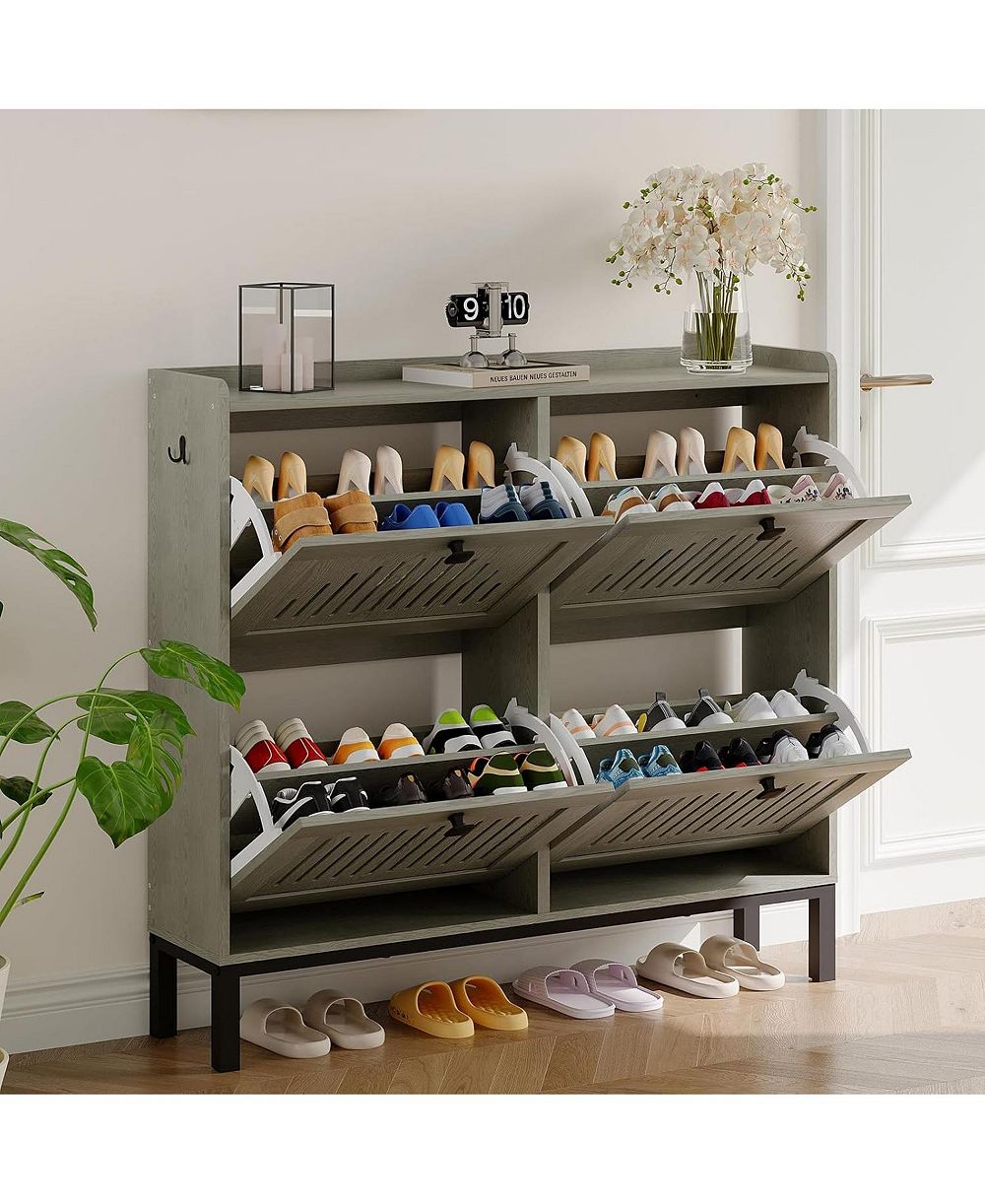 gaomon Modern Shoe Storage Cabinet с 4 Hollow-Panel Flip Drawers
