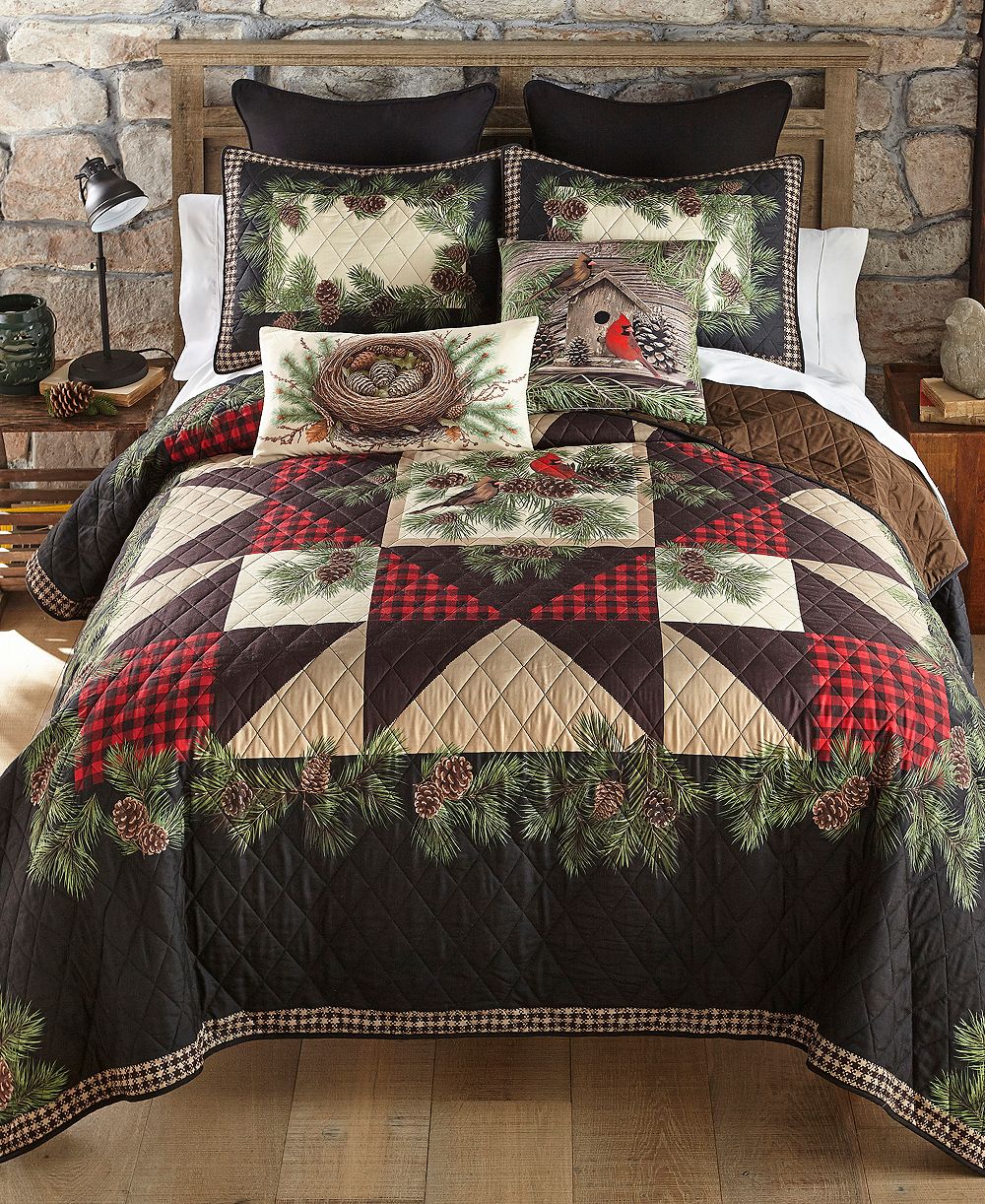 Donna Sharp Cardinal Pine Woodland 3-Pc. Quilt Set, Queen