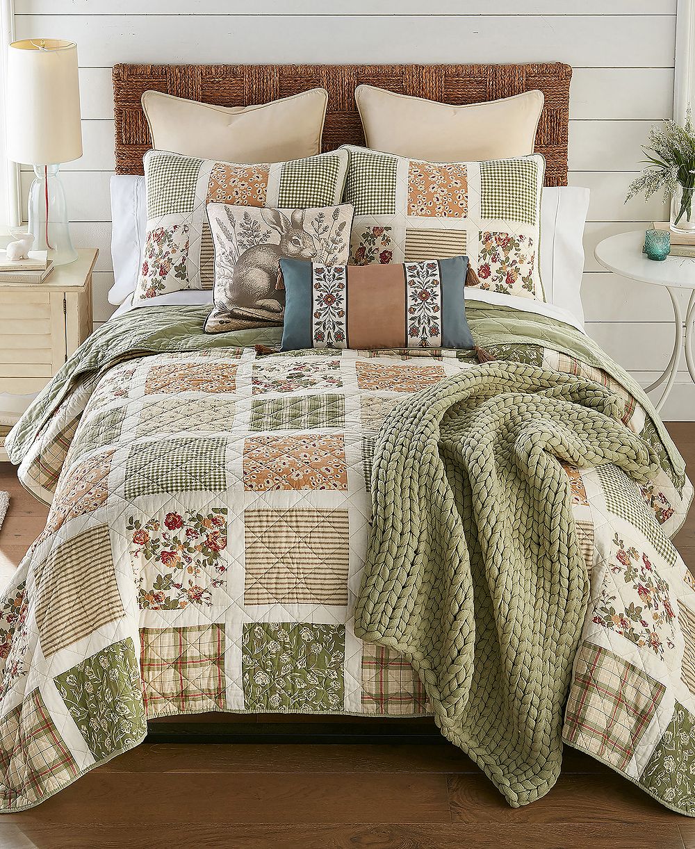 Donna Sharp Peach Rose Cotton 3-Pc. Quilt Set, King