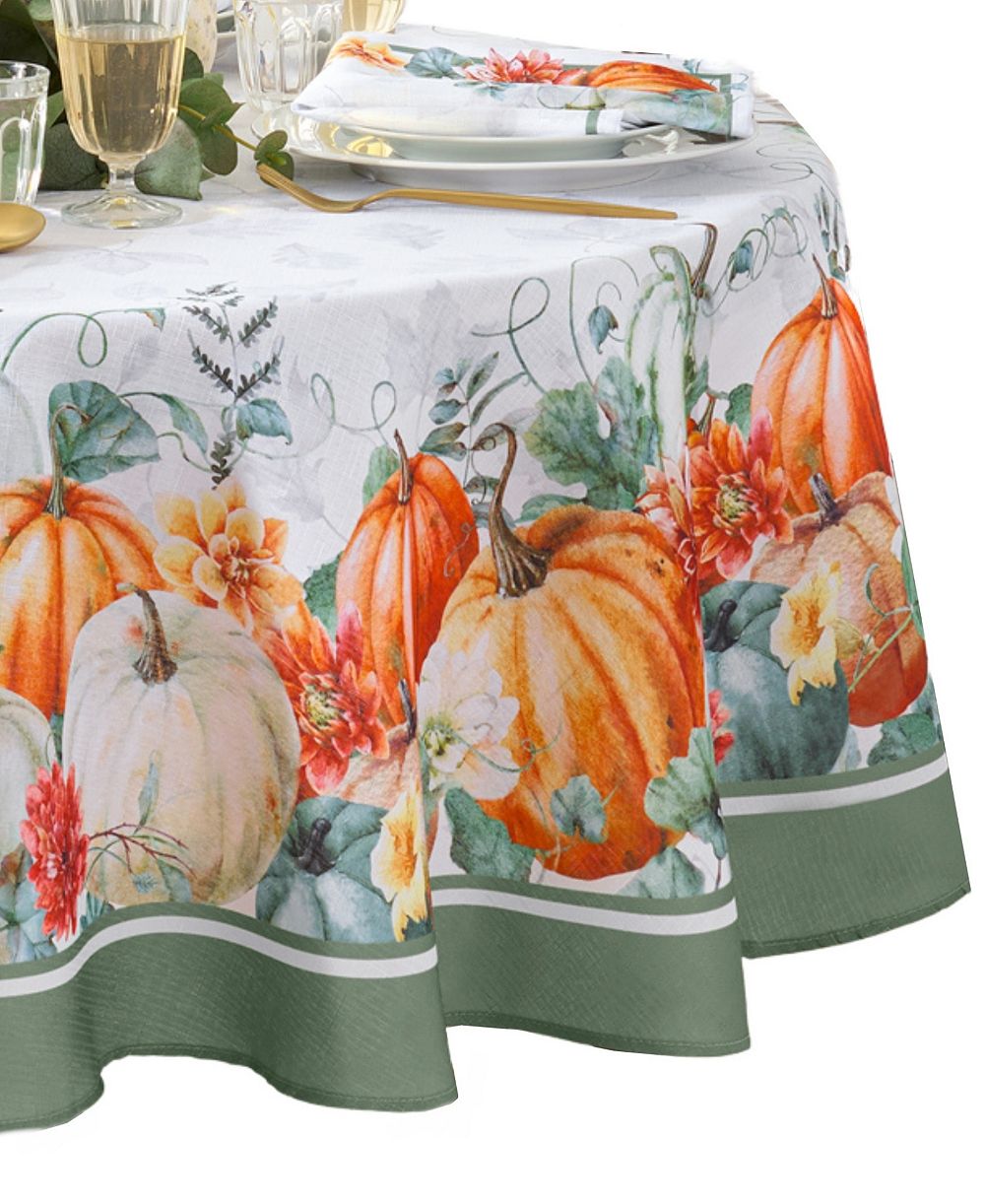 Скатерть Elrene Pumpkin Harvest Vine с двойной каймой, 60" x 84" овальная
