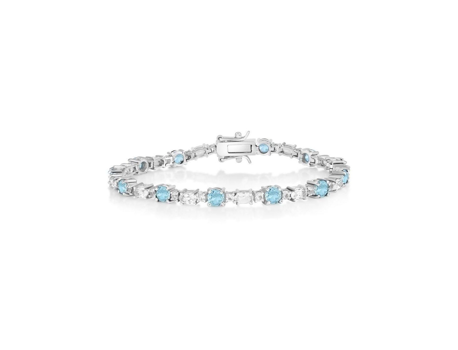 Simona Sterling Silver, Round & Oval Gem Bracelet - Topaz