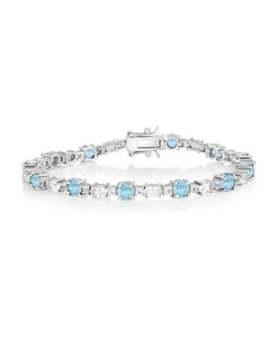 Simona Sterling Silver, Round & Oval Gem Bracelet - Topaz
