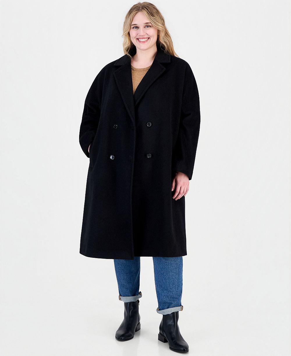 Женское пальто Calvin Klein Plus Size Double-Breasted Wool-Blend с отложным воротником