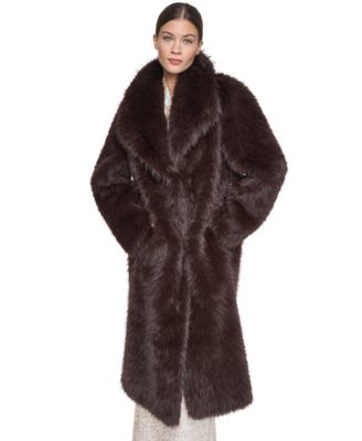 Женское Halston Collared Faux Fur Coat