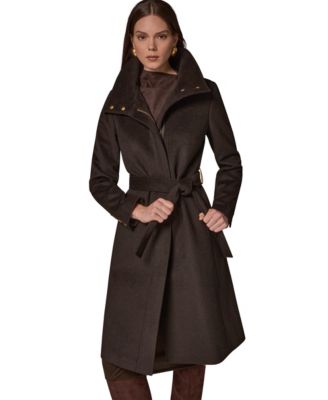 Donna Karan New York женское пальто из шерстяной смеси с высоким воротником и ремнем
