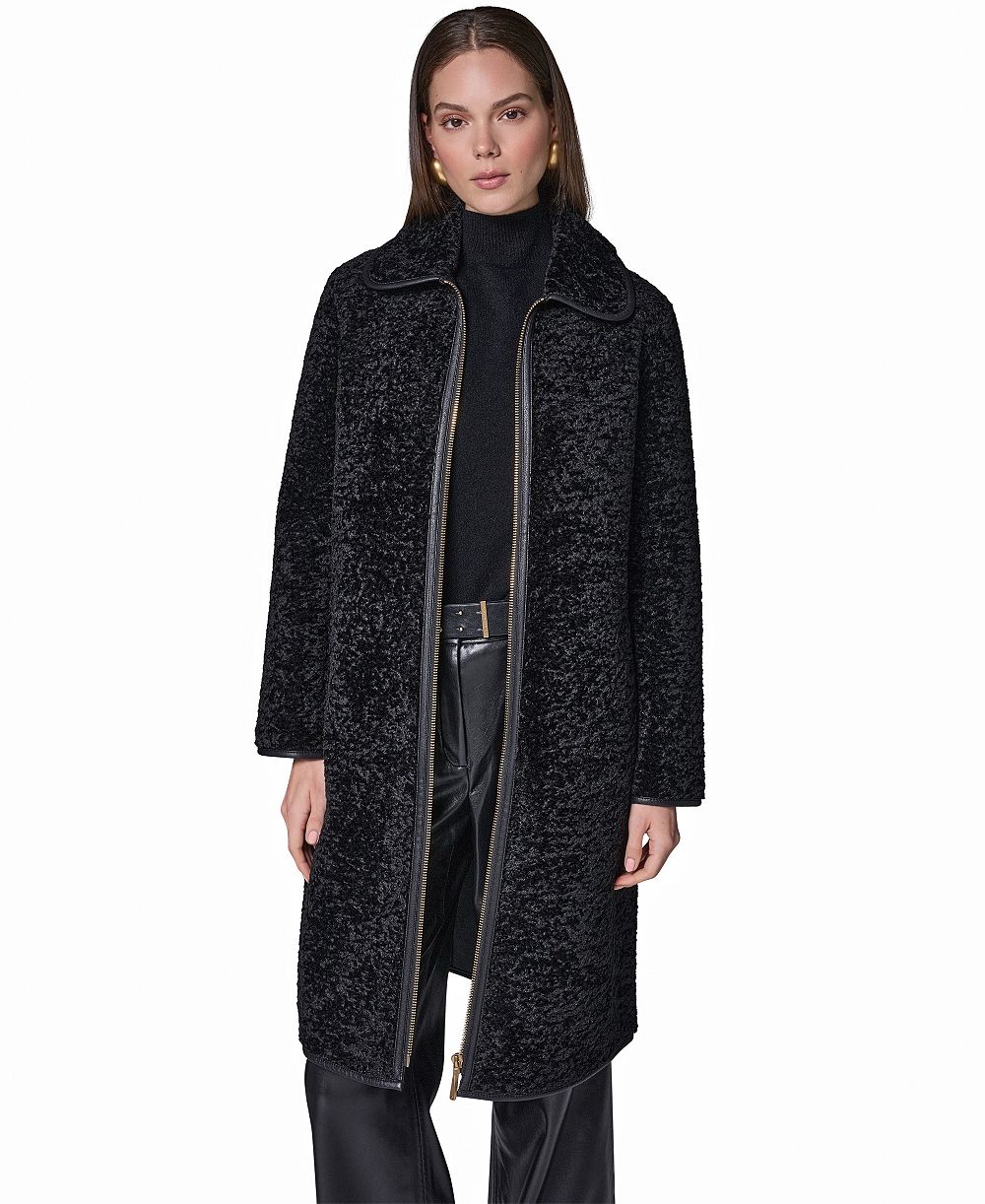 Donna Karan New York Women's Textured Faux Fur Coat