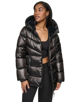 DKNY Женское дутое пальто с капюшоном, Shine