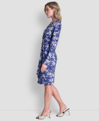 DKNY женское платье с длинным рукавом и v-образным вырезом, имитирующее платье-халат