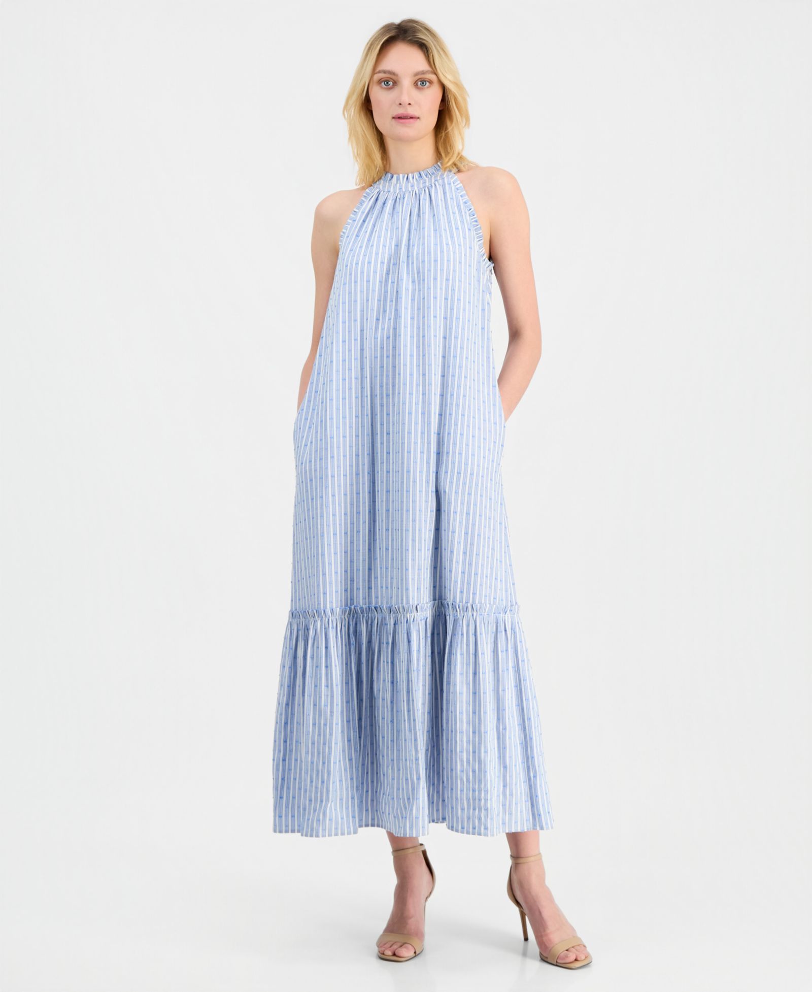T Tahari Женское платье макси A-Line с воротником Halter