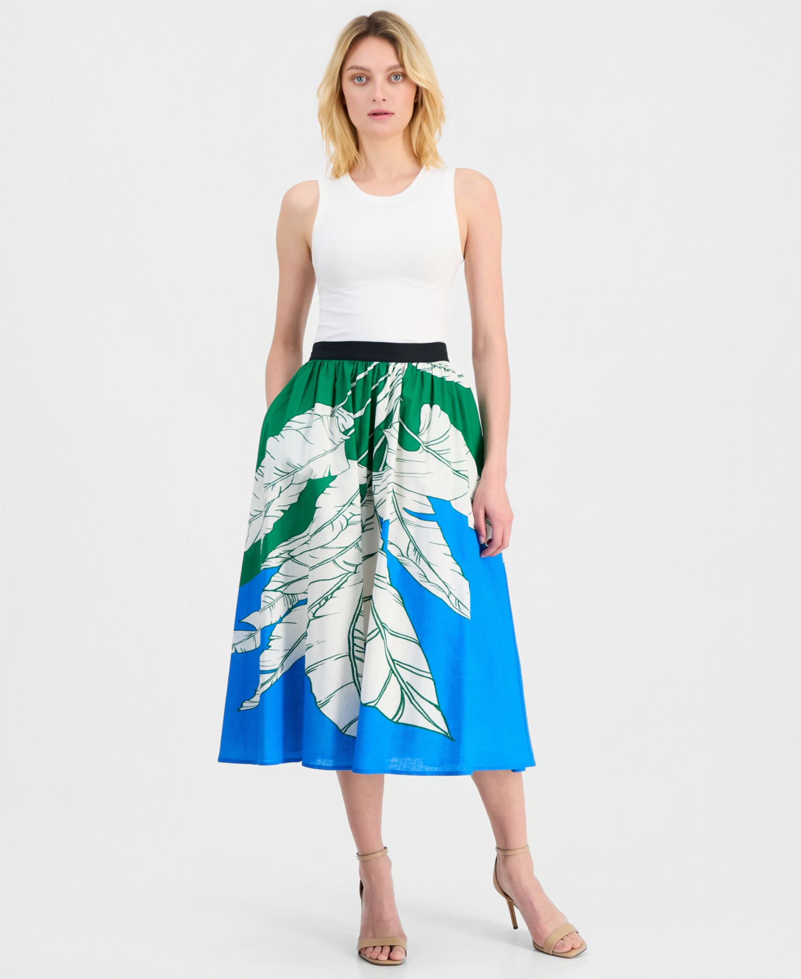 T Tahari Women's Full Pull-On Elastic Midi Skirt