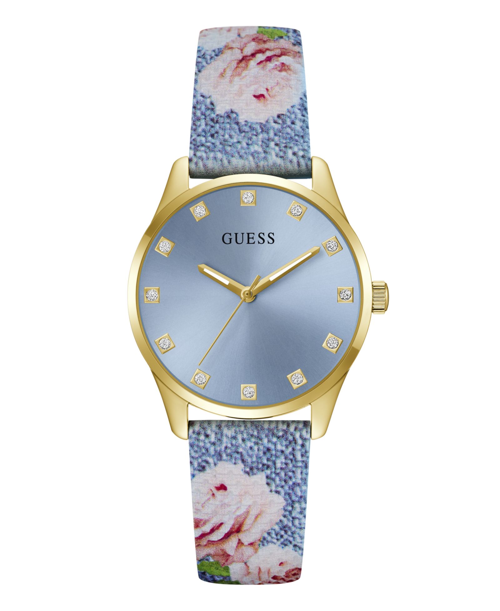 GUESS Женские аналоговые часы с цветочным принтом и силиконовым ремешком, 36mm