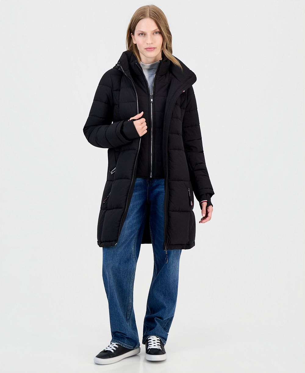 Tommy Hilfiger женское стеганое пальто с капюшоном