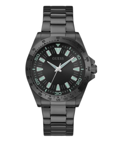 GUESS Men's Black Stainless Steel Analog Watch, 42mm