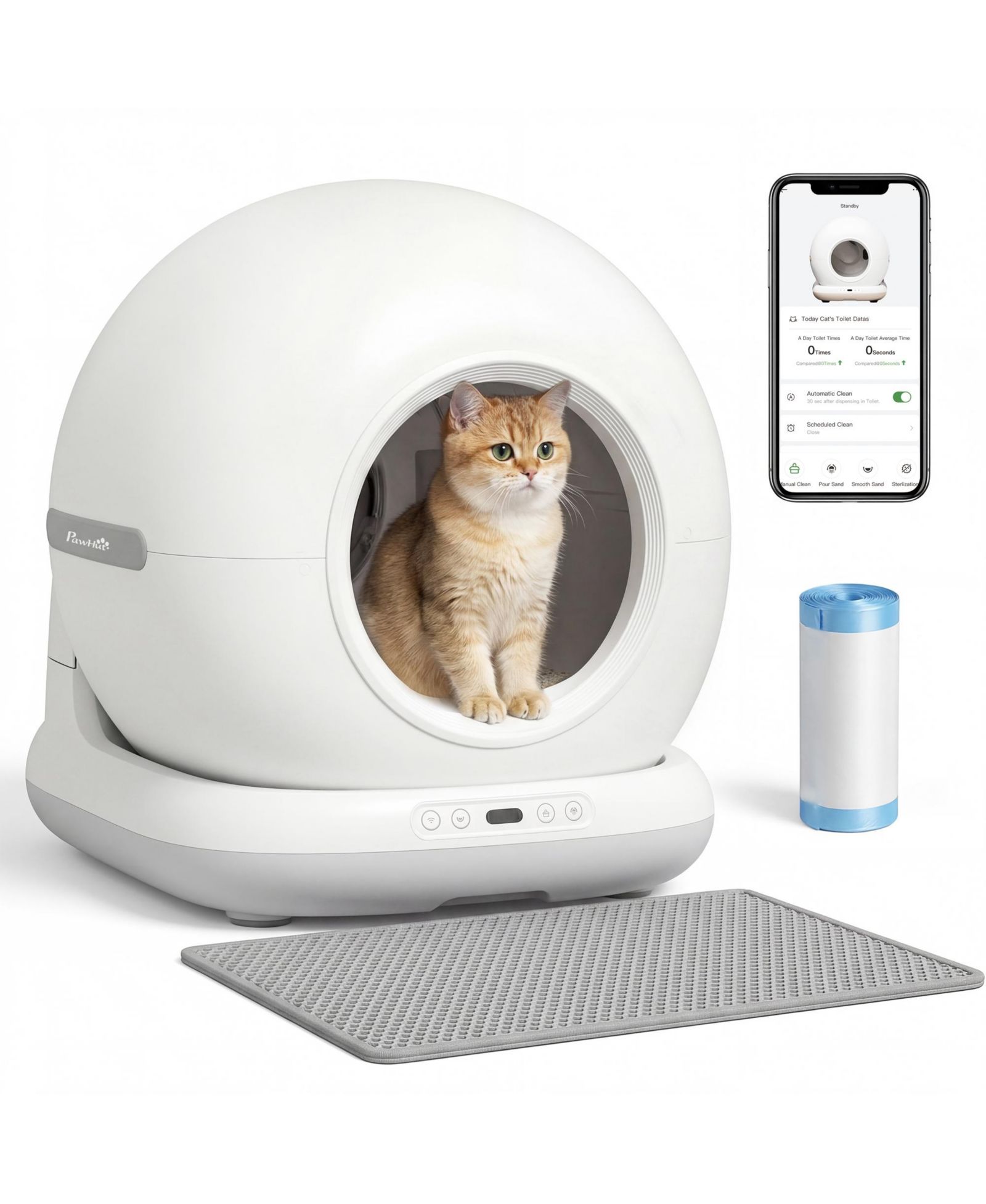 PawHut Automatic Litter Box, Self Cleaning Litter Box for Multiple Cats