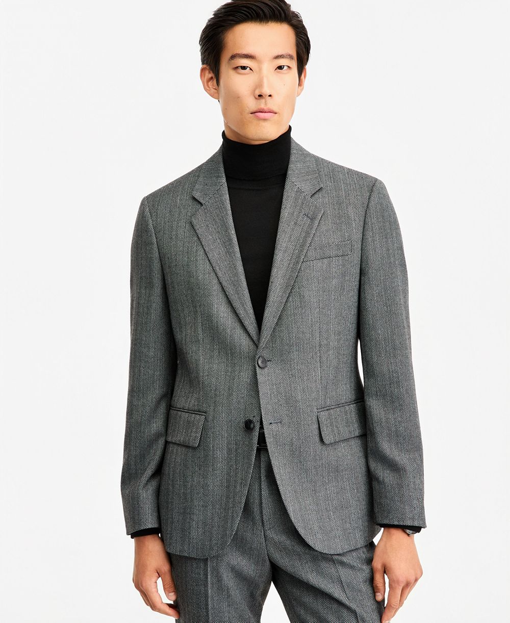 Mens Modern-Fit Herringbone Suit Jacket