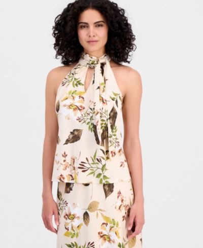Женский топ Tahari ASL Sleeveless Floral Tie-Neck