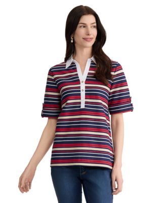 Jones New York Женский Short-Sleeve Printed Polo T-Shirt