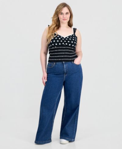 FULL CIRCLE TRENDS Trendy Plus Size Printed Smocked Sleeveless Top